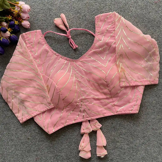 Ruhi Vol 58 Pink Color Georgette Blouse With Gota Patti Collection