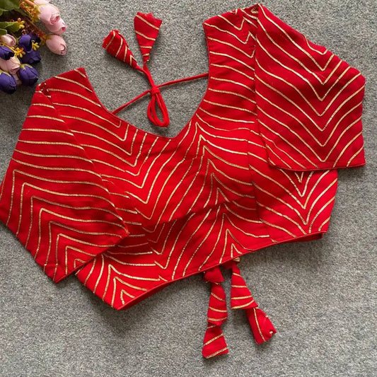 Ruhi Vol 58  Red Color Georgette Blouse With Gota Patti Collection