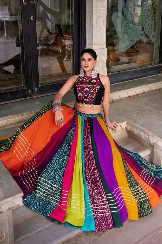 WMN 1703 Rayon Printed Long Flair Navratri Chaniya Choli 2025