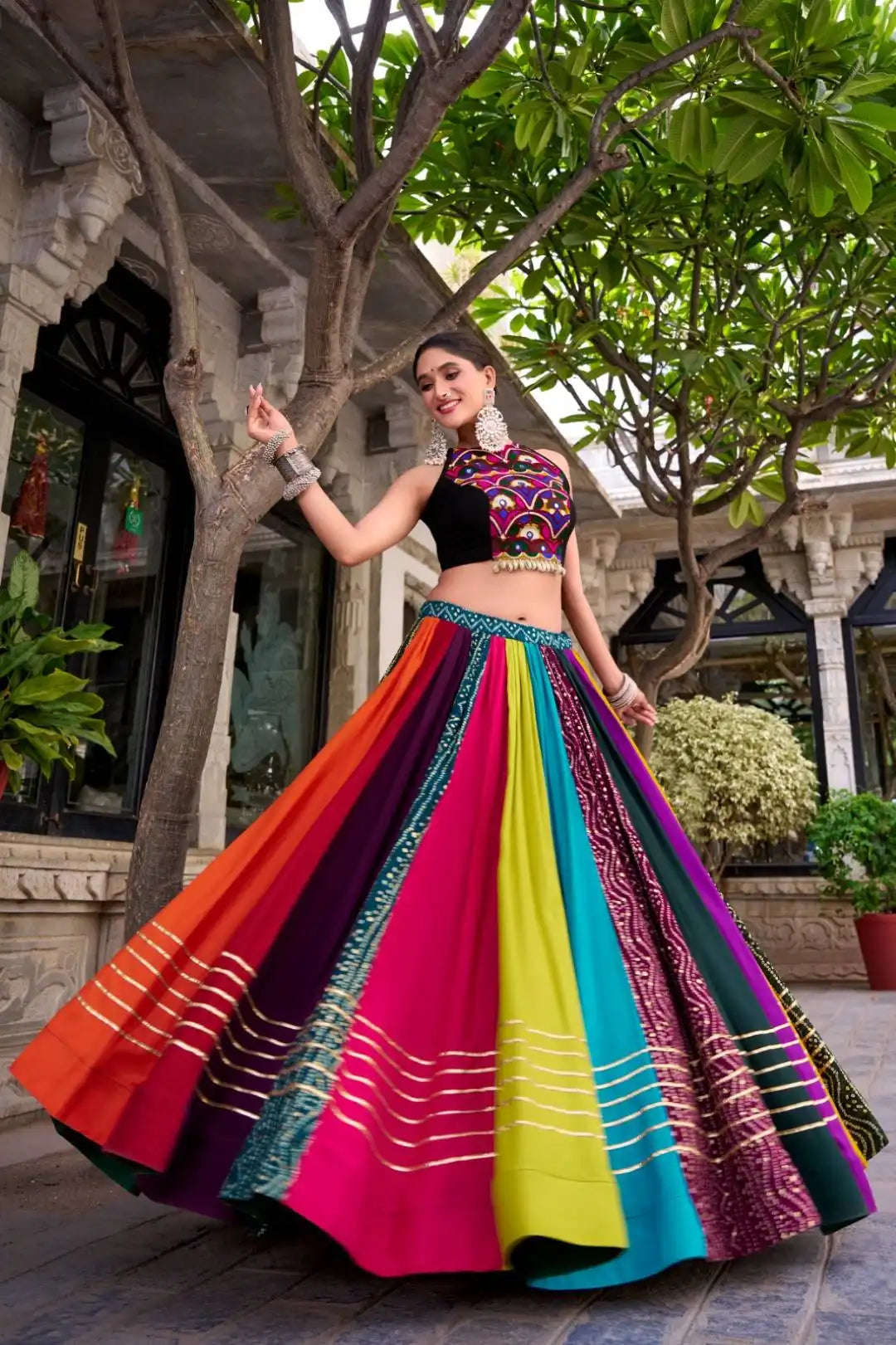 WMN 1703 Rayon Printed Long Flair Navratri Chaniya Choli 2025