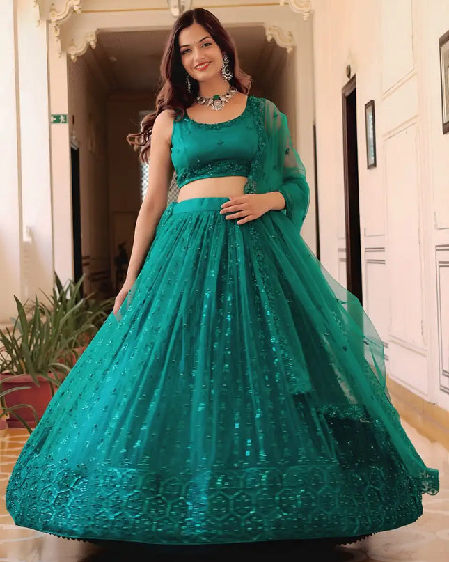 Zeel 15056 Soft Net Teal Color Lehenga Choli Collection
