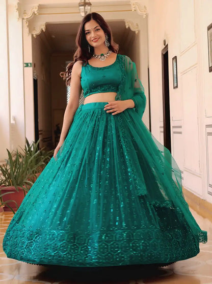 Zeel 15056 Soft Net Teal Color Lehenga Choli Collection