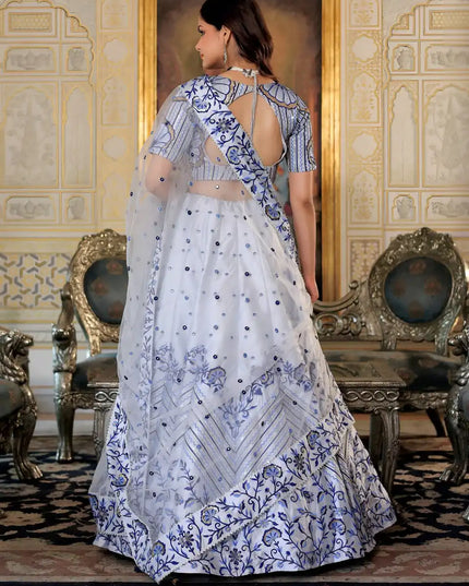 Zeel 17079 White & Blue Party Wear Design Lehenga Choli