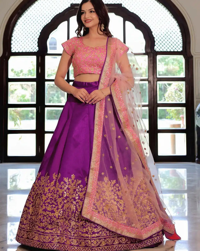 Zeel 17303 Purple Lehenga Choli With Sequence Embroidery Work