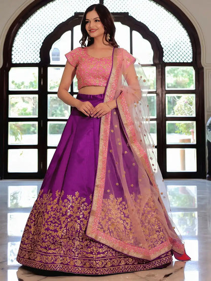 Zeel 17303 Purple Lehenga Choli With Sequence Embroidery Work