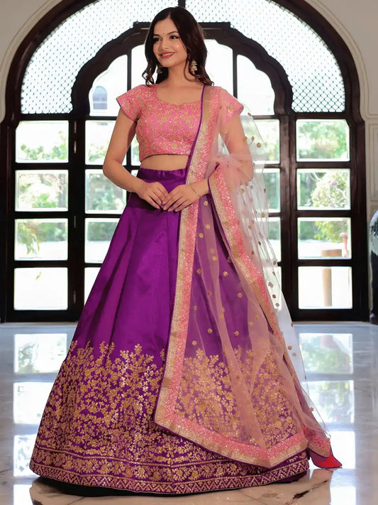 Zeel 17303 Purple Lehenga Choli With Sequence Embroidery Work