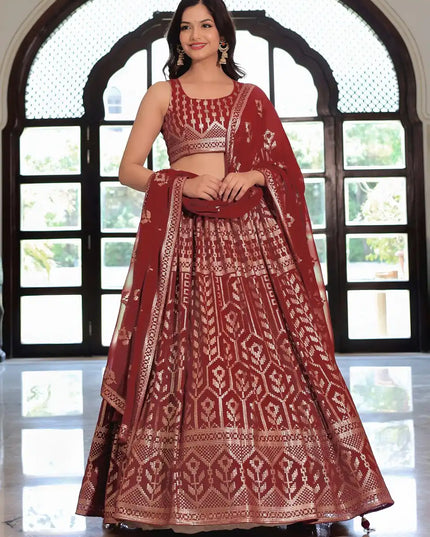 Zeel 17420 Maroon Lehenga Choli Heavy Embroidery Sequence Work