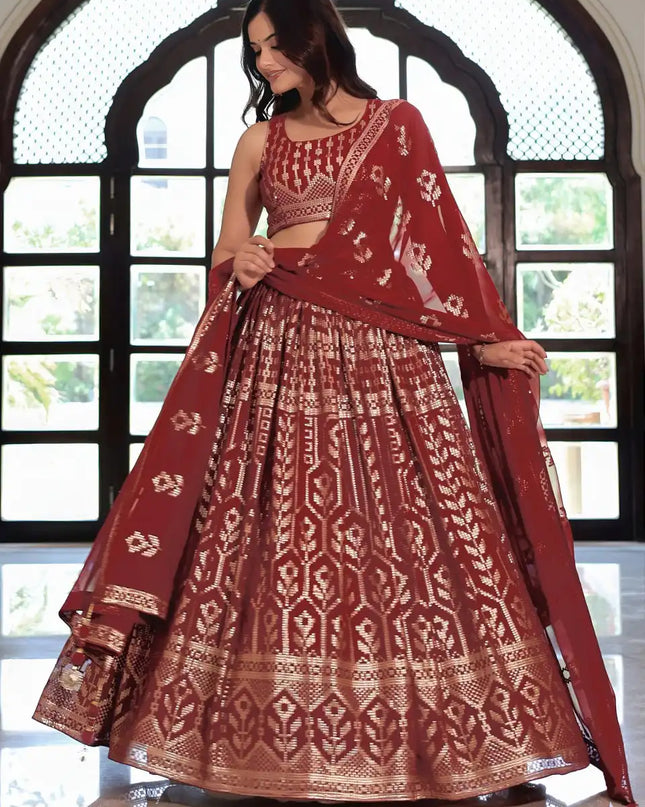 Zeel 17420 Maroon Lehenga Choli Heavy Embroidery Sequence Work