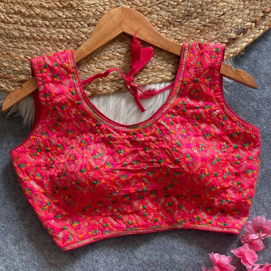 Ruhi Vol 59 Row Silk Readymade Red Color Blouse