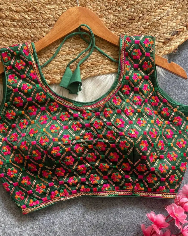 Ruhi Vol 59 Row Silk Green Color Readymade Blouse