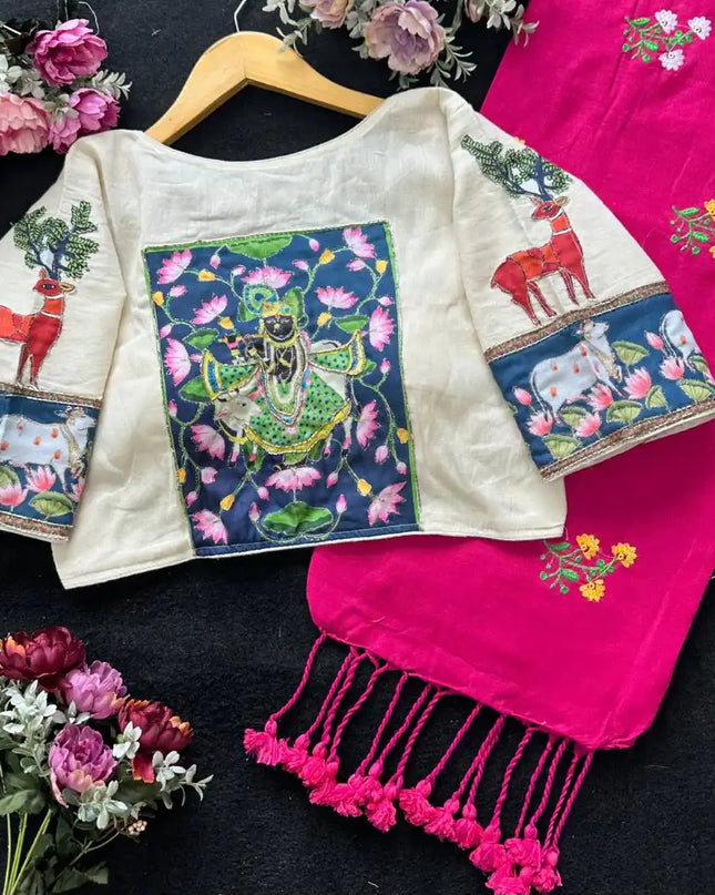SS1089 Mal Ruby Color Cotton Saree With Murgun Readymade Blouse