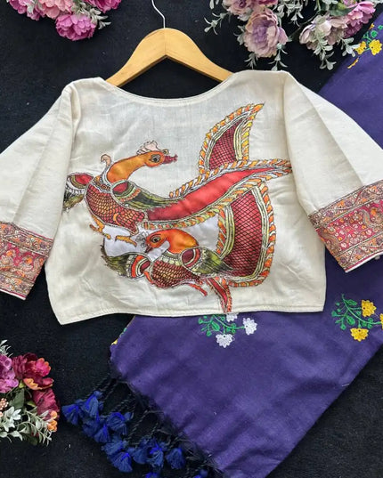 SS1089 Mal Cotton Saree With Murgun Style Readymade Blouse