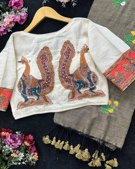 SS1089 Mal Cotton Saree With Murgun Style Readymade Blouse Collection