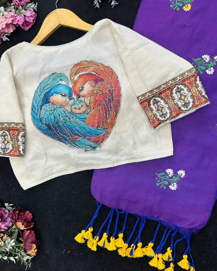 SS1089 Mal Cotton Saree With Murgun Style Readymade Blouse