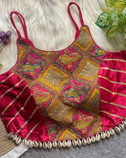Murnal Navrang Kediyu Crimson Color Gaji Silk Readymade Blouse