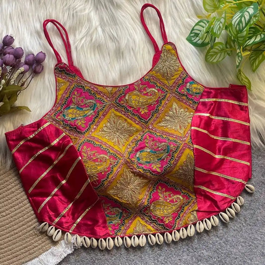 Murnal Navrang Kediyu Crimson Color Gaji Silk Readymade Blouse