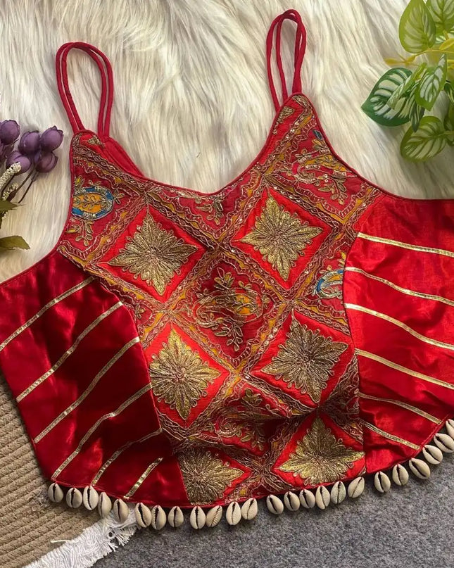 Murnal Navrang Kediyu  Red Color Gaji Silk Readymade Blouse