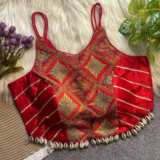 Murnal Navrang Kediyu  Red Color Gaji Silk Readymade Blouse