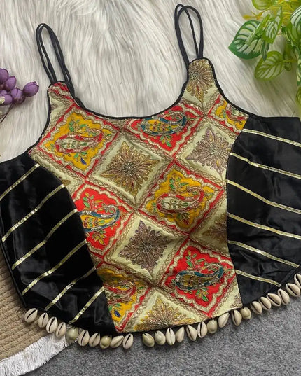 Murnal Navrang Kediyu Black Color Gaji Silk Readymade Blouse