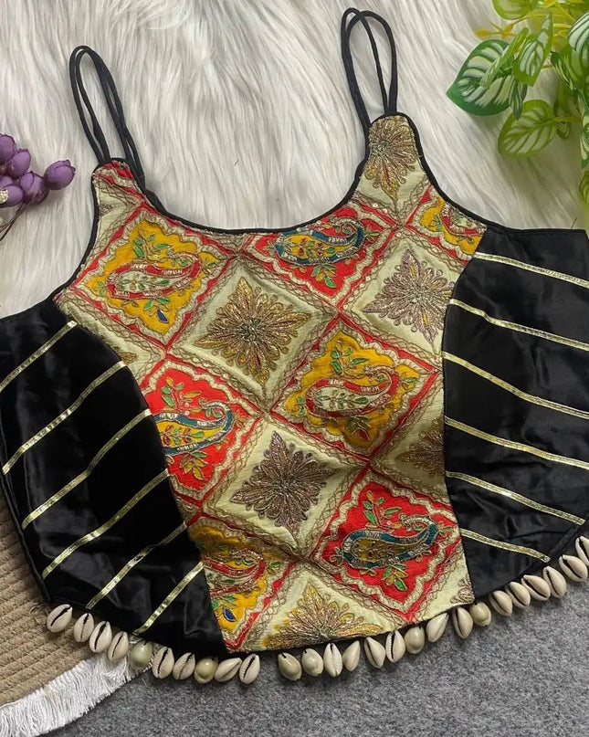 Murnal Navrang Kediyu Black Color Gaji Silk Readymade Blouse