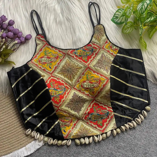 Murnal Navrang Kediyu Black Color Gaji Silk Readymade Blouse