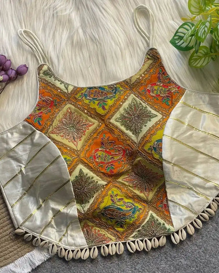 Murnal Navrang Kediyu White Color Gaji Silk Readymade Blouse