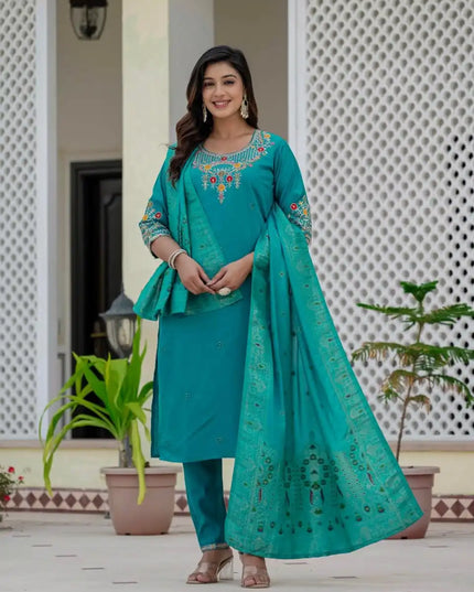 Lila Vol 25 Roman Silk Kurti Pant Dupatta Festival Embroidery Collection 2025