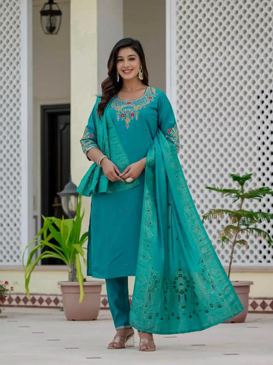 Lila Vol 25 Roman Silk Kurti Pant Dupatta Festival Embroidery Collection 2025