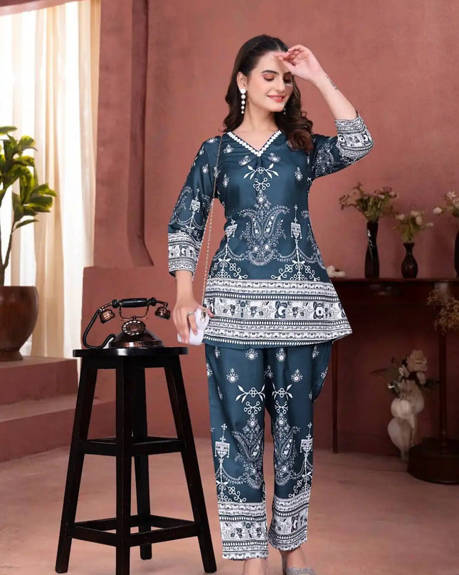 AEA25 597 Magic Slub Digital Printed Co Ord Set Collection