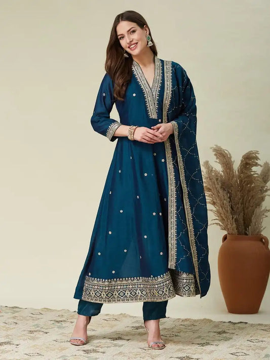 Beauty J 1007 Vichhitra Silk Anarkali Readymade Dress Collection