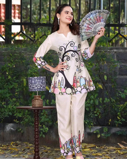 AEA25 589 Magic Slub Printed Co Ord Set Collection 2025