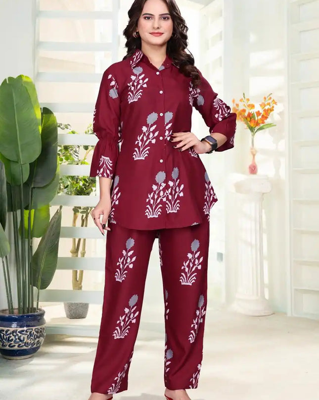 AEA24 574 Rayon Digital Printed Co Ord Set Collection 2025