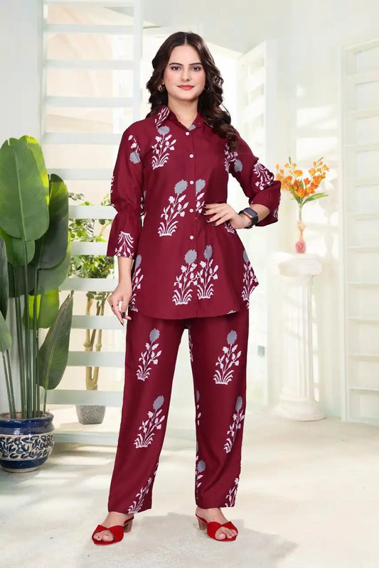 AEA24 574 Rayon Digital Printed Co Ord Set Collection 2025