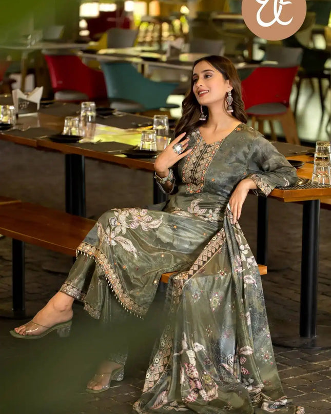 Threadthrill Soft Chinon 3 pcs Digital Printed Kurti Collection