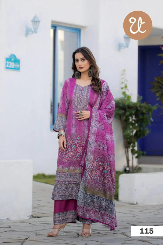 Threadthrill Soft Chinon 3 pcs Digital Printed Kurti Collection 2025