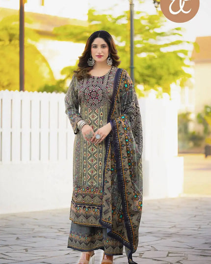 Threadthrill Soft Chinon 3 pcs Digital Printed Kurti