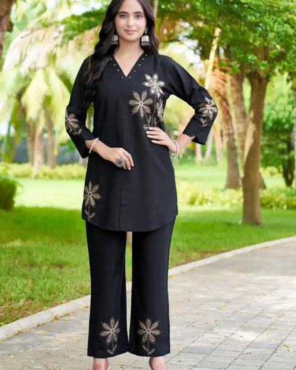 Lila Vol 22 Heavy Rayon Co Ord Set With Embroidery Design