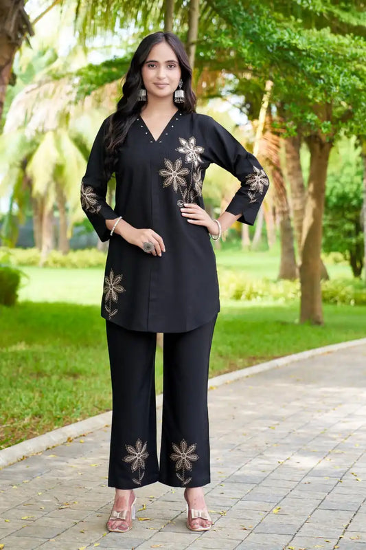 Lila Vol 22 Heavy Rayon Co Ord Set With Embroidery Design
