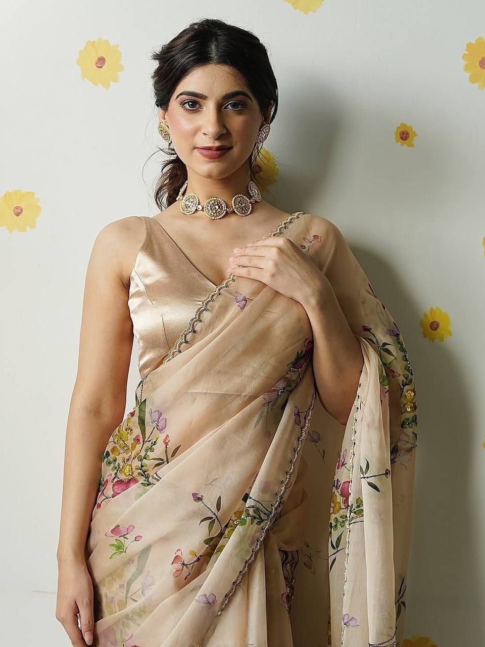 SS257 Soft Tabby Silk Ready to Wear Saree Hand Made Party Wear Collection