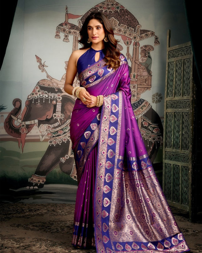 Gobuni Shravya Silk Soft Fuchia Color Saree Party Wear