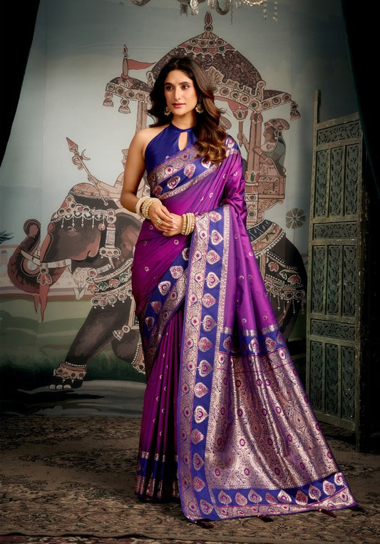 Gobuni Shravya Silk Soft Fuchia Color Saree Party Wear
