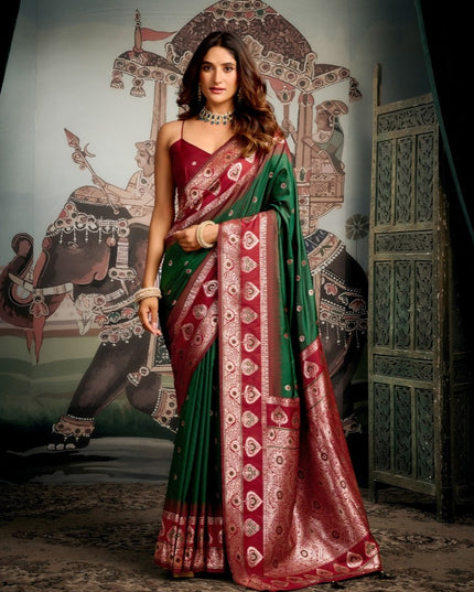 Gobuni Shravya Silk Soft Silk Green Color Saree Party Wear Collection 2025