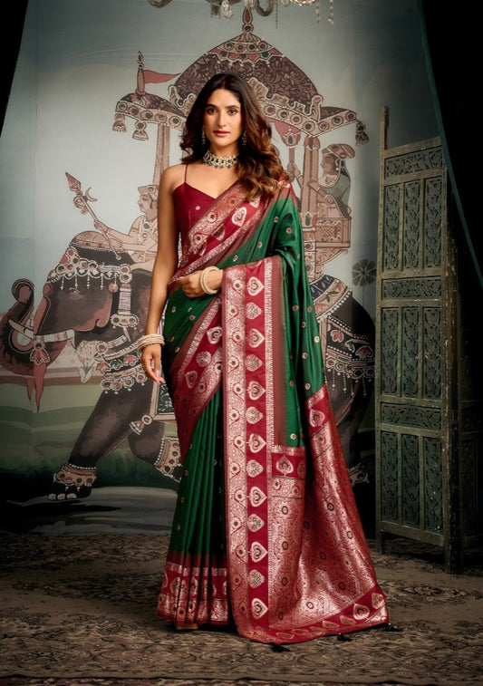 Gobuni Shravya Silk Soft Silk Green Color Saree Party Wear Collection 2025