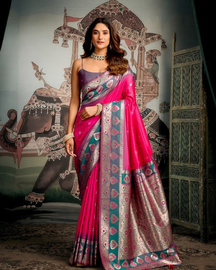 Gobuni Shravya Silk Soft Silk Ruby Color Saree Party Wear Collection