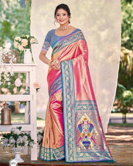 Bunawat Devyani Kanjivaram Silk Fuchsia Color With Weaing wear Saree Collection 2025