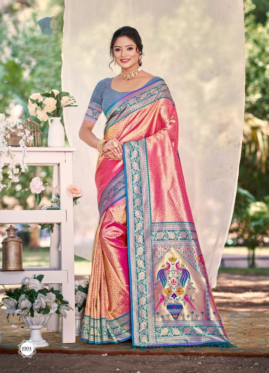 Bunawat Devyani Kanjivaram Silk Fuchsia Color With Weaing wear Saree Collection 2025