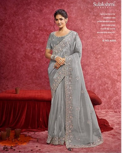 Sulakshmi Ambika Siya silk Grey Color 4205 Carnival Wear Saree