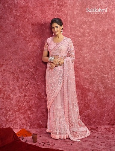 Sulakshmi Ambika Nett Pink Color 4206 Carnival Wear Saree