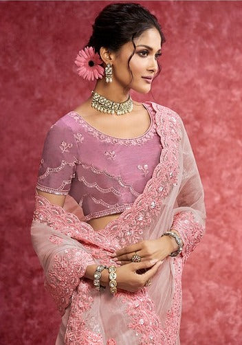 Sulakshmi Ambika pure Weave Baby Pink Color 4208 Carnival Wear Saree