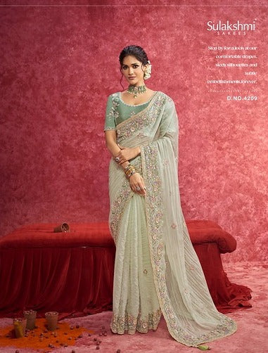 Sulakshmi Ambika Pure Weave Pista Color 4209 Carnival Wear Saree